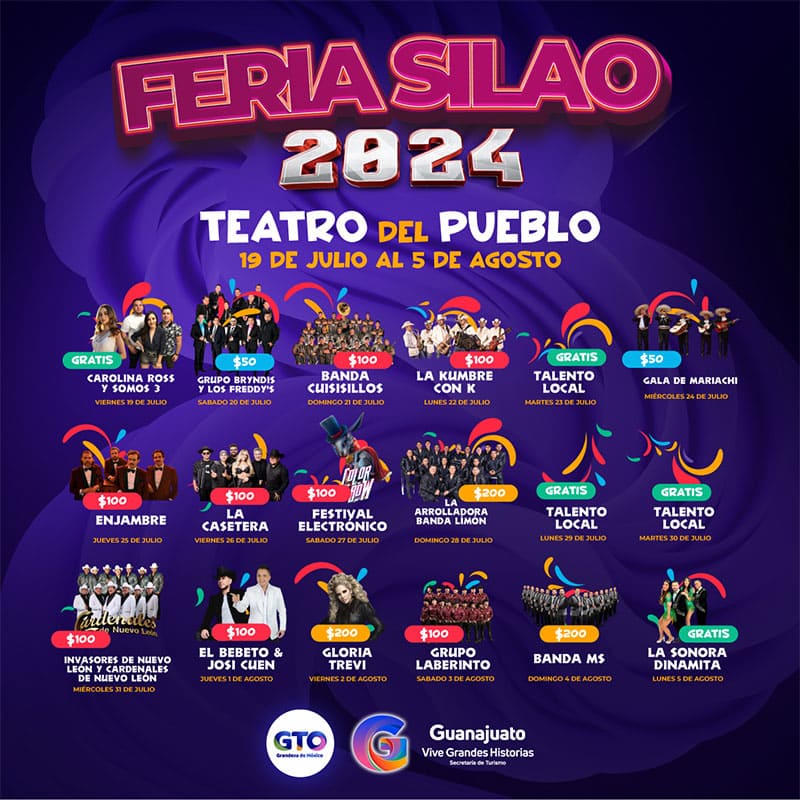 Feria Silao 2024 Teatro del Pueblo del 19 de Julio al 5 de Agosto en Silao Guanajuato