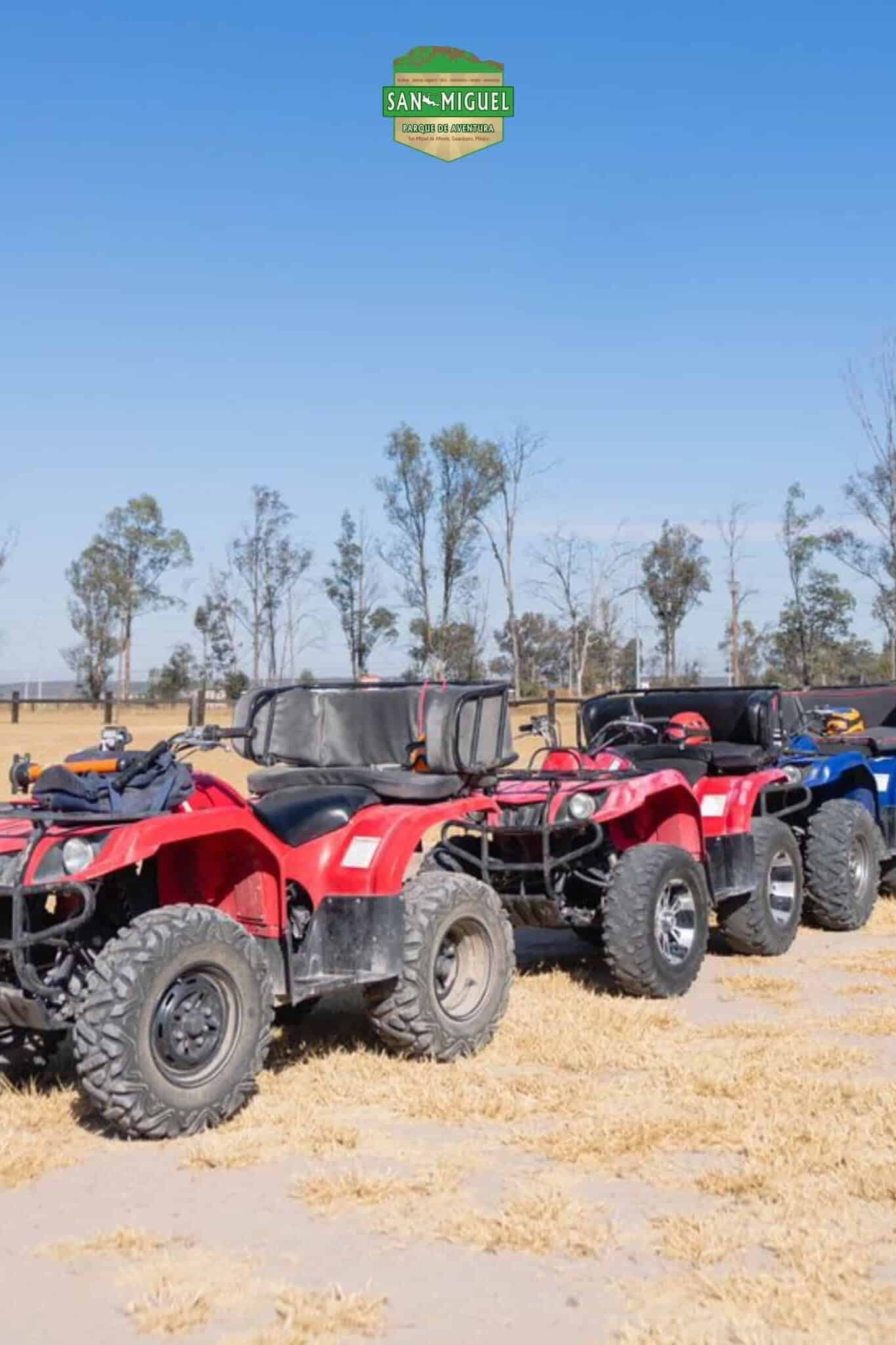 ATVs lined up at San Miguel Adventure Park.