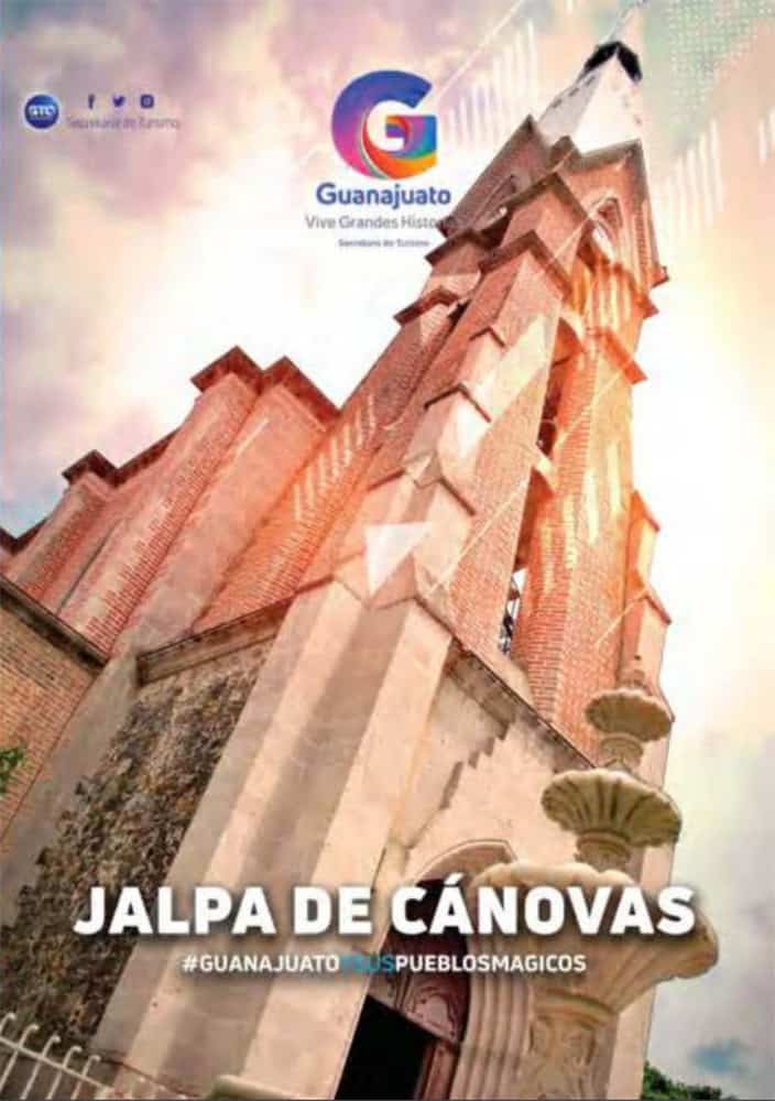 Historic facade and colonial architecture in Jalpa de Cánovas, Guanajuato, a tourist destination in Mexico.