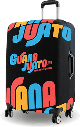 Luggage with a vibrant Guanajuato design, ideal for tourists visiting historical sites.