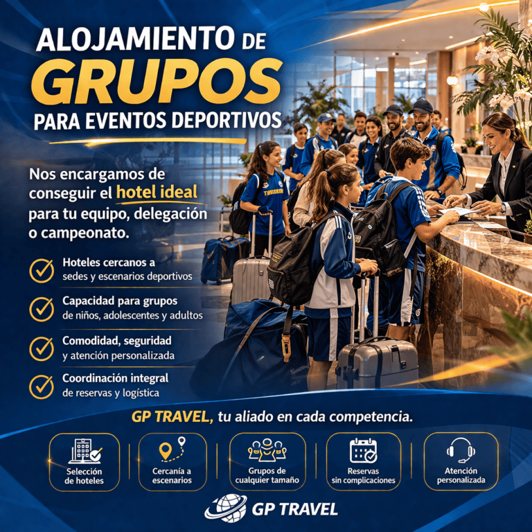 Grupo de deportistas en recepción de hotel, alojamiento en Guanajuato.
