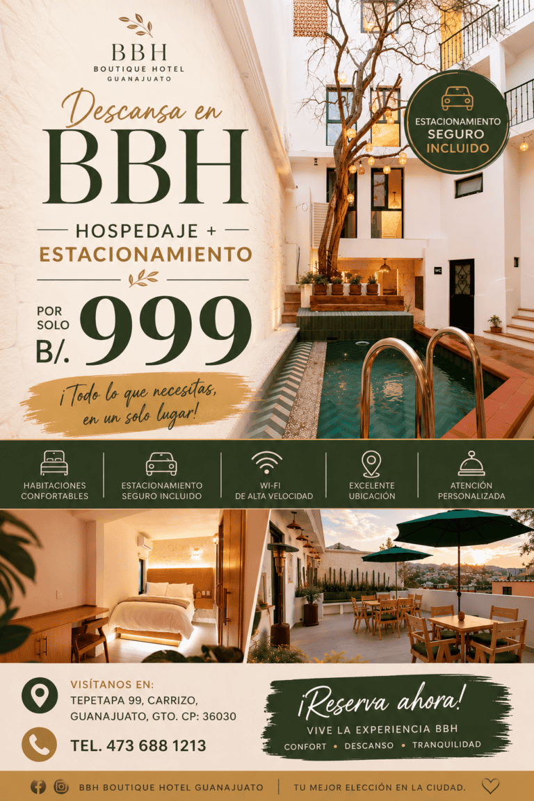 Boutique Hotel Guanajuato with accommodation and parking included, ideal for resting and exploring.