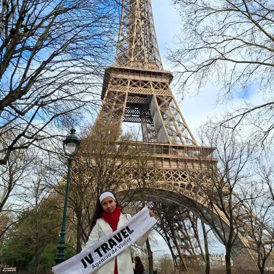 Eiffel Tower in Paris, iconic symbol of tourism in France and popular destination in Europe.