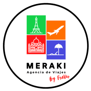 Logo de Meraki Agencia de Viajes con íconos de monumentos y destinos turísticos en Guanajuato, Méxic.