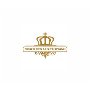 Logotipo dorado de Grupo Ryo San Cristobal SC de RL con corona y diseño elegante.
