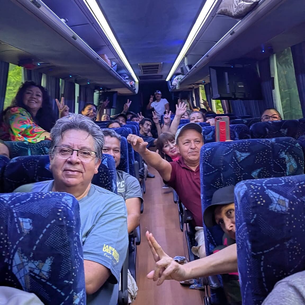 Tourism in Guanajuato: tourist bus with tourists exploring the city.