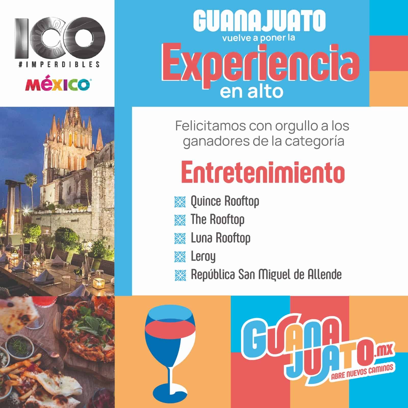 Torre de Guanajuato iluminada en la noche, s&iacute;mbolo tur&iacute;stico y cultural de Guanajuato, M&eacute;xico.