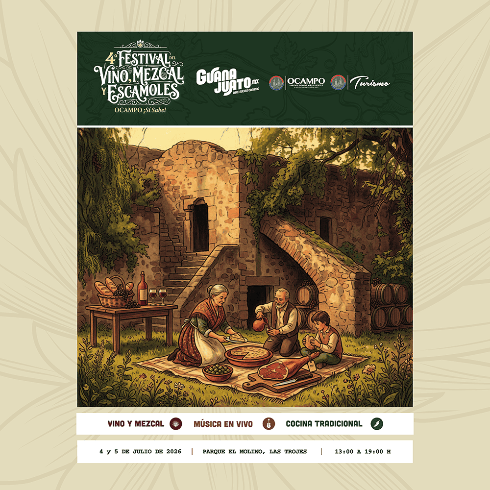 Disfruta del Festival del Vino, Mezcal y Escamoles en Guanajuato, con m&uacute;sica en vivo y cocina tradic.