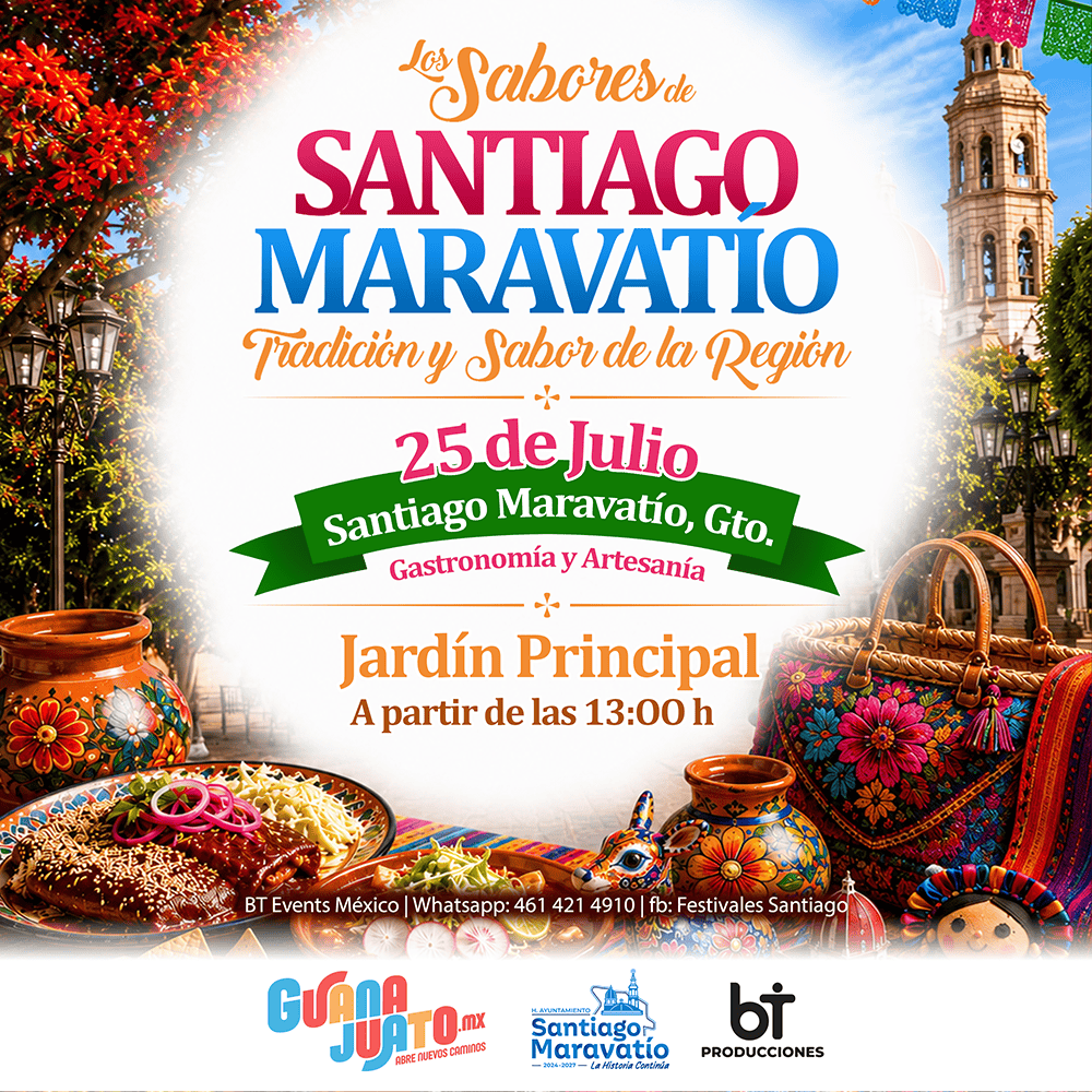 Evento cultural en Santiago Maravat&iacute;o, Guanajuato, con gastronom&iacute;a y artesan&iacute;a.