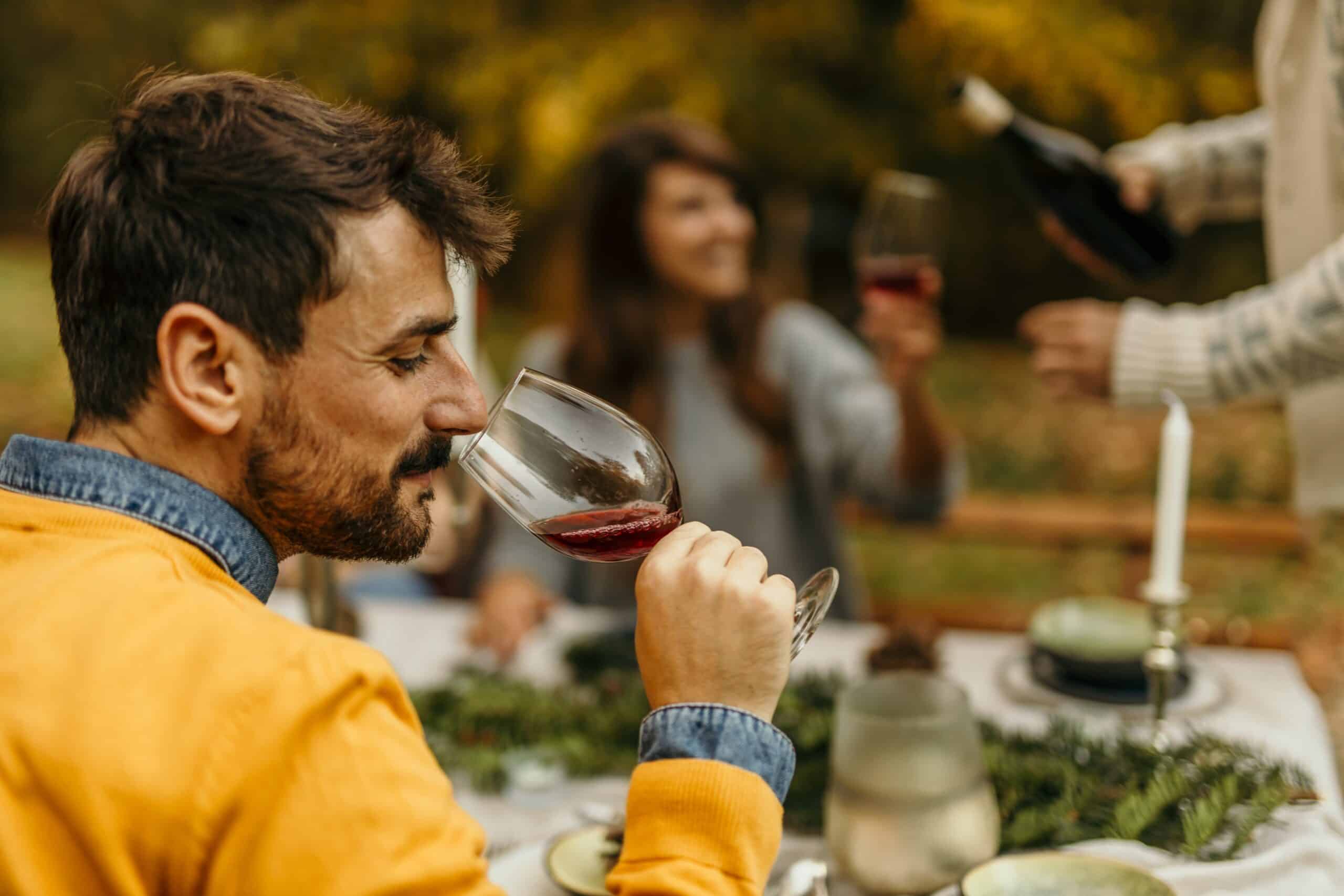 Disfrutando vino en una reuni&oacute;n al aire libre en Guanajuato, M&eacute;xico, con amigos en un ambiente relaj.