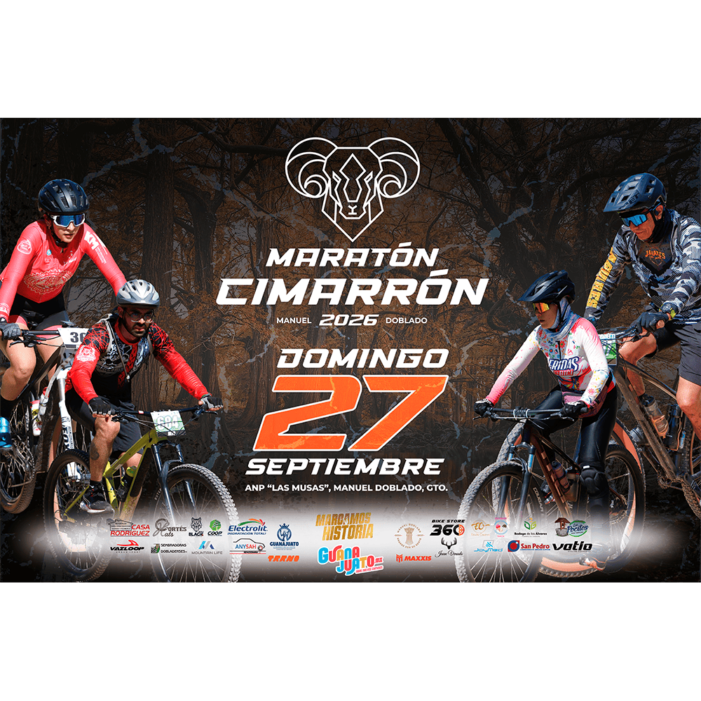 Participantes en bicicleta en el maratón Cimarrón en Guanajuato, México.