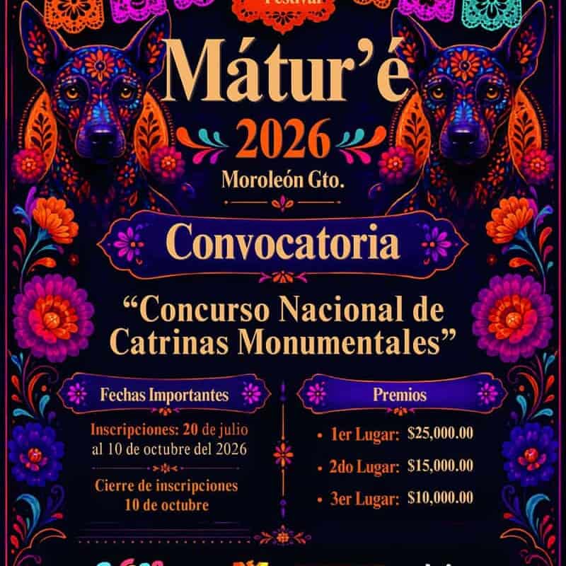 Cartel del 6º Festival Mátur'e 2026 en Moroleón Gto con arte tradicional y animales.