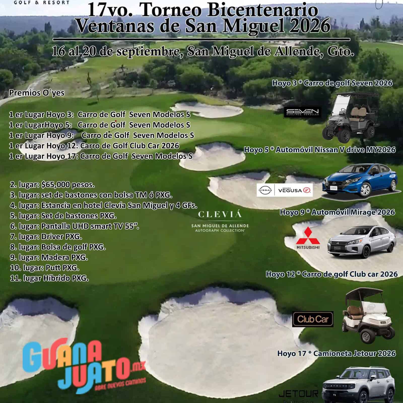 Vista aérea del campo de golf en San Miguel de Allende, Guanajuato.