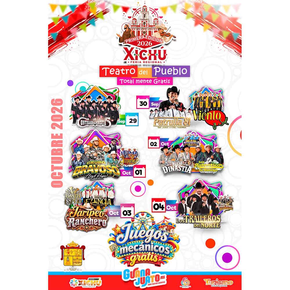 Cartel de la 1era Edición Feria Regional de Xichú 2026 con eventos y fechas.