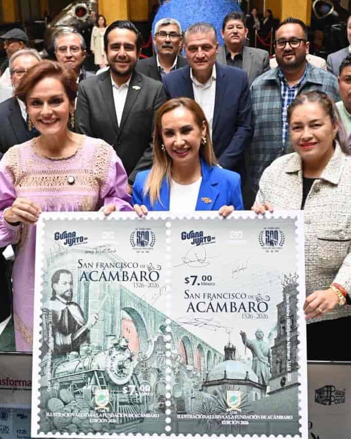 Celebración en Acámbaro por los 500 años con un timbre postal.