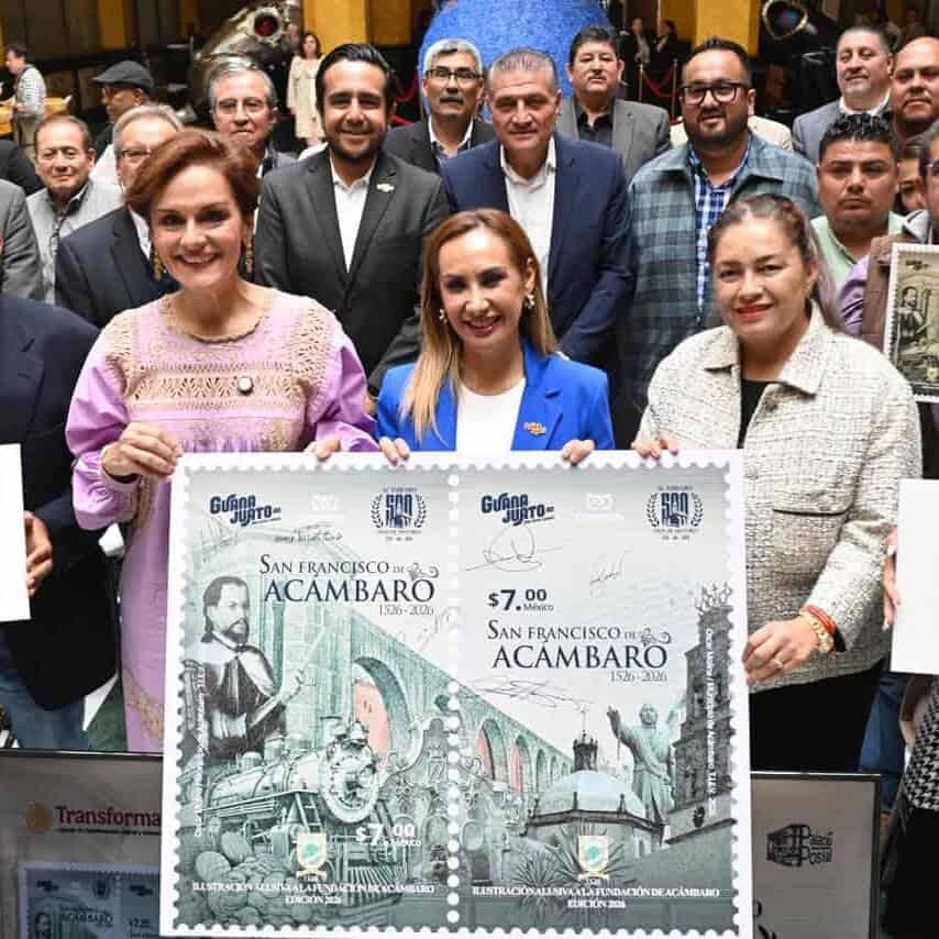 Celebración en Acámbaro por los 500 años con un timbre postal.