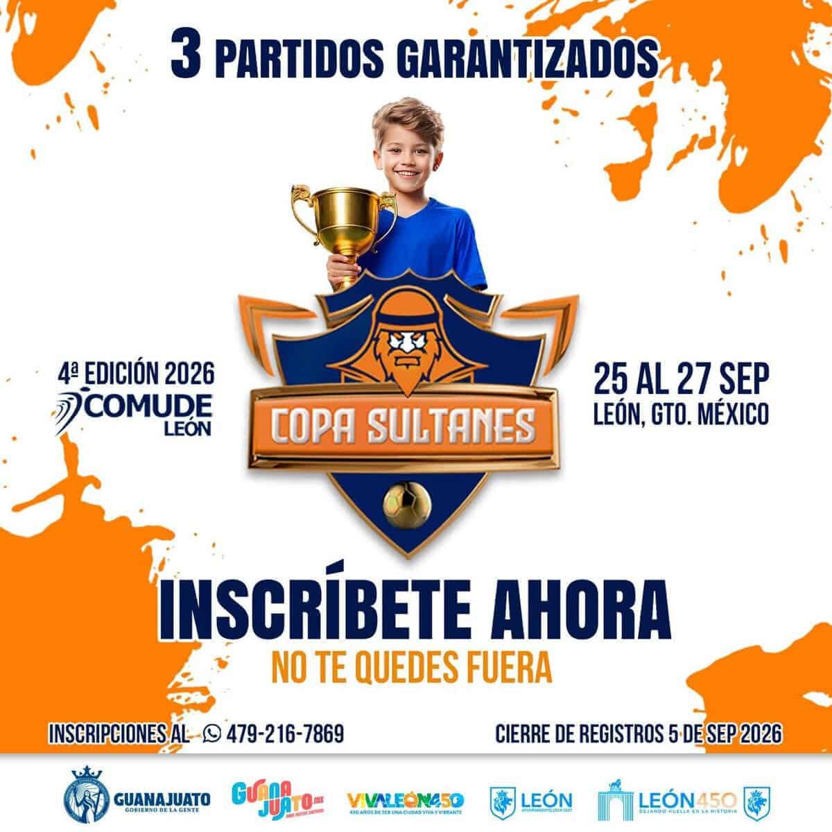 Evento deportivo Copa Sultanes en Guanajuato con niños y trofeos.
