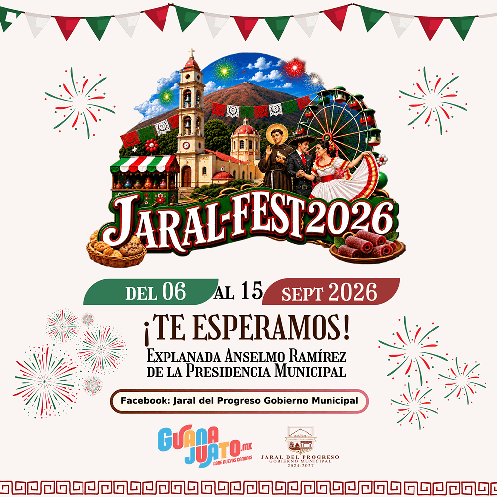 Cartel del Jaral Fest 2026 en Guanajuato con fuegos artificiales y actividades culturales.