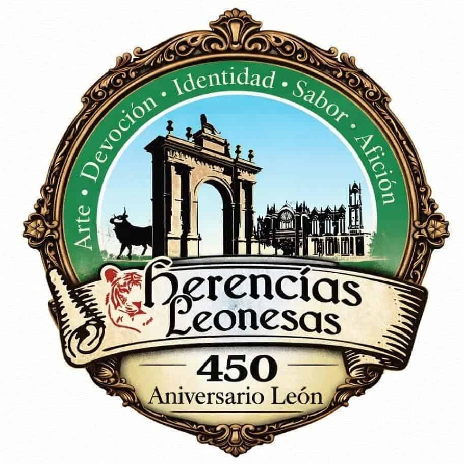Logotipo de Herencias Leonesas con monumentos hist&oacute;ricos de Le&oacute;n, M&eacute;xico.