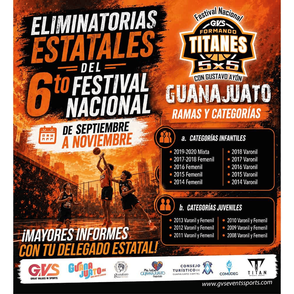 Torneo de baloncesto en el 6º Festival Nacional 'Formando Titanes' en Guanajuato.