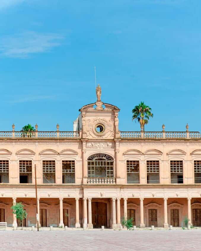 Facade of the former Hacienda de Jaral de Berrio in San Felipe, Guanajuato.