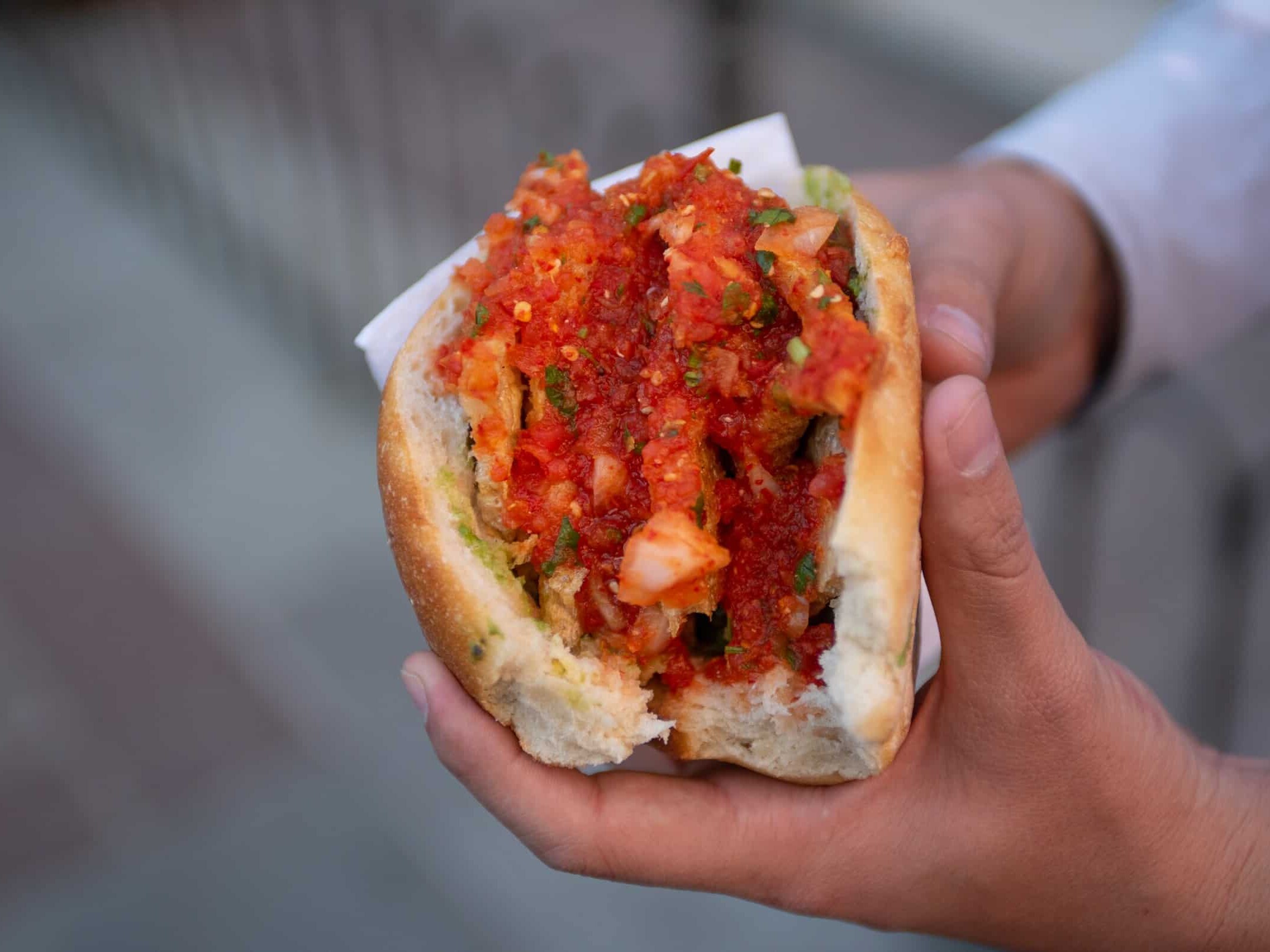 Guacamaya leonesa: torta con chicharrón y salsa, León.