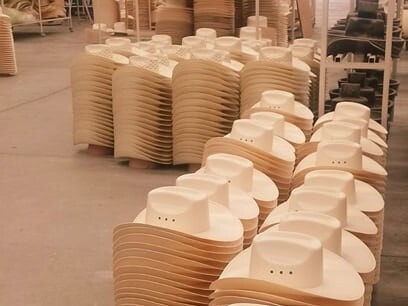 Stacks of hats in a factory in San Francisco del Rincón, Guanajuato.