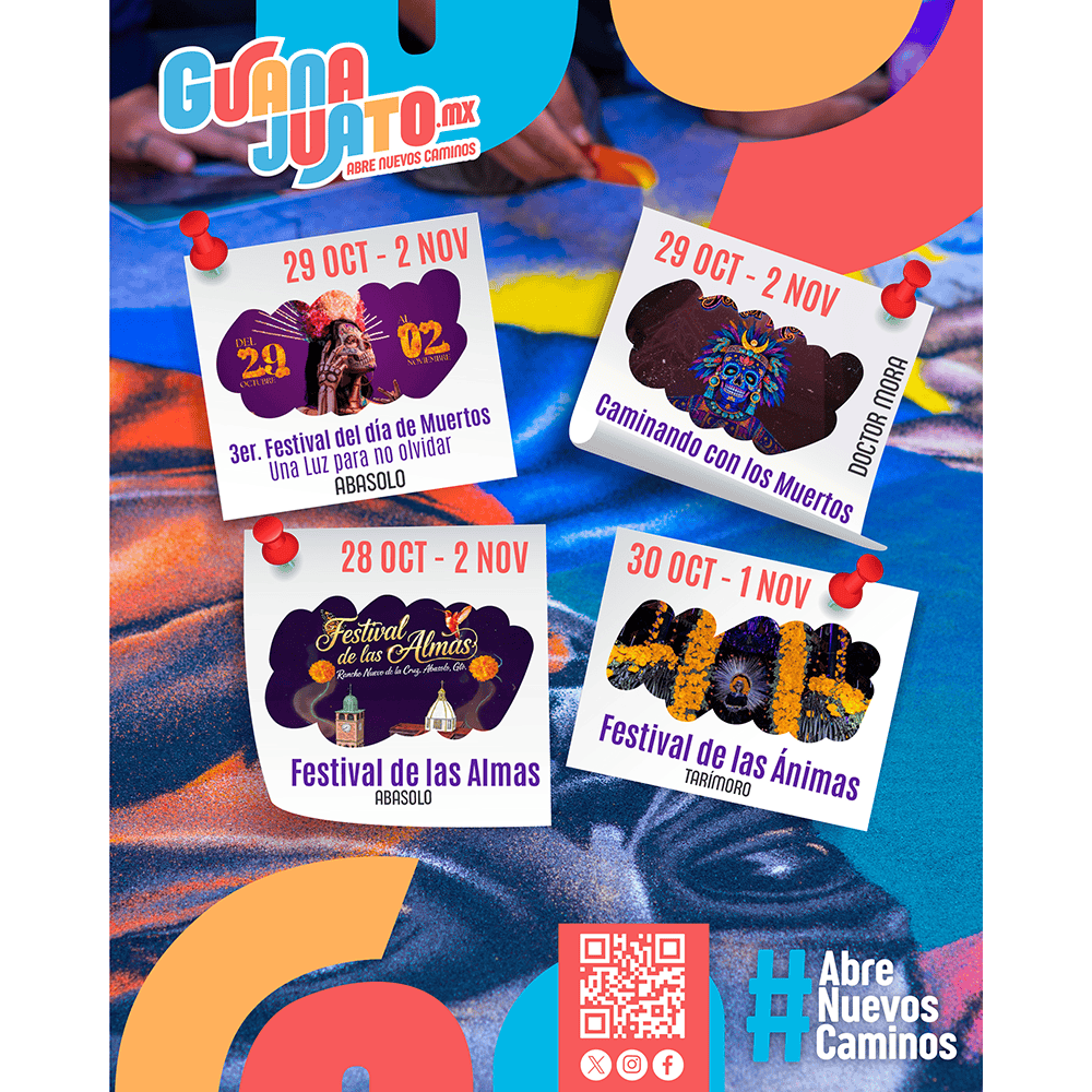 Cartel Festival de las Almas y días festivos en agosto, octubre y noviembre.
