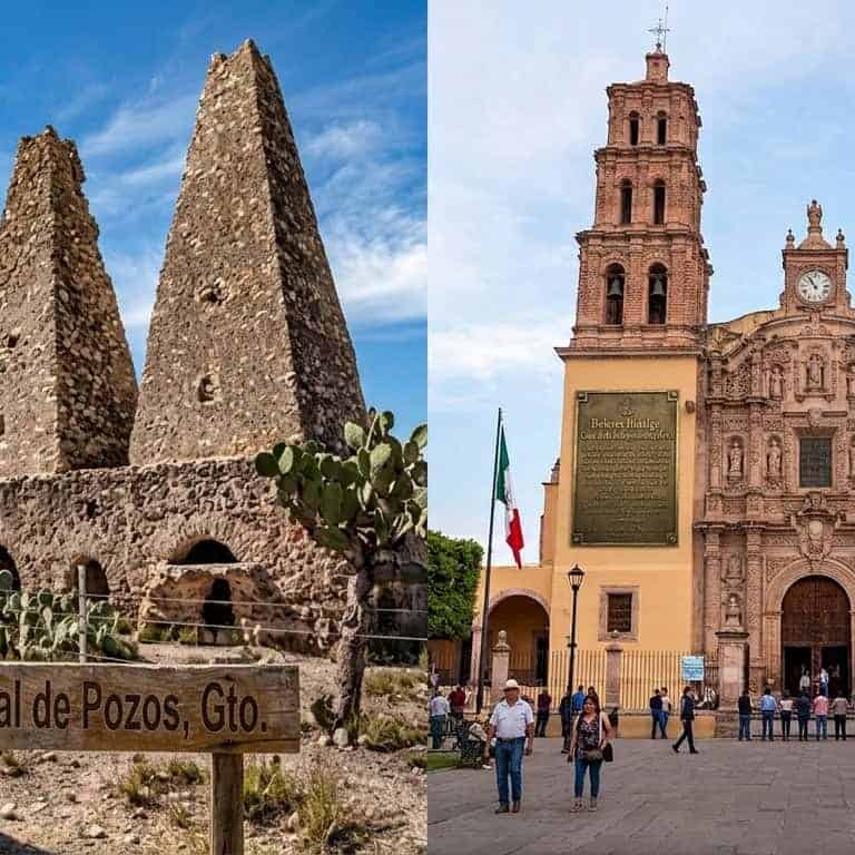 Monumentos y catedral en Mineral de Pozos y Dolores Hidalgo, Guanajuato.