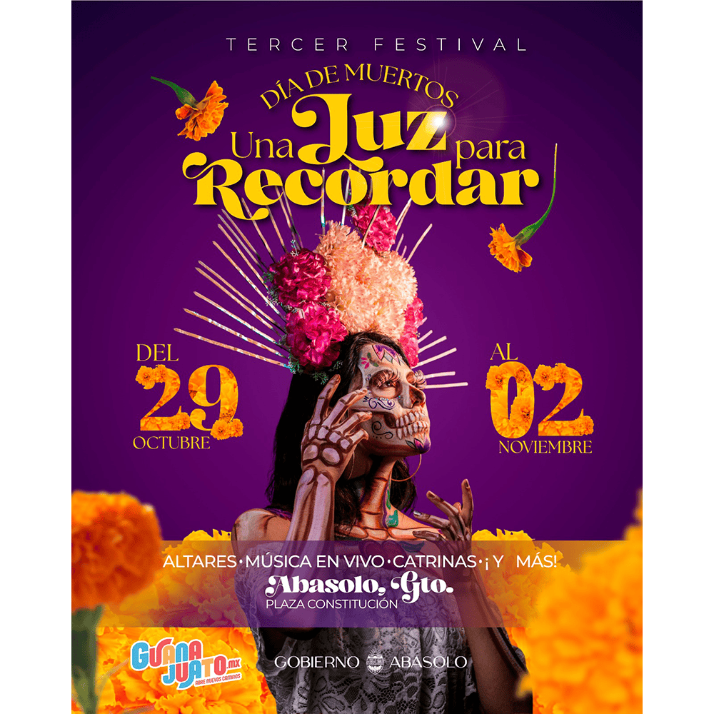 Festival de D&iacute;a de Muertos en Guanajuato con ofrendas y m&uacute;sica en vivo.